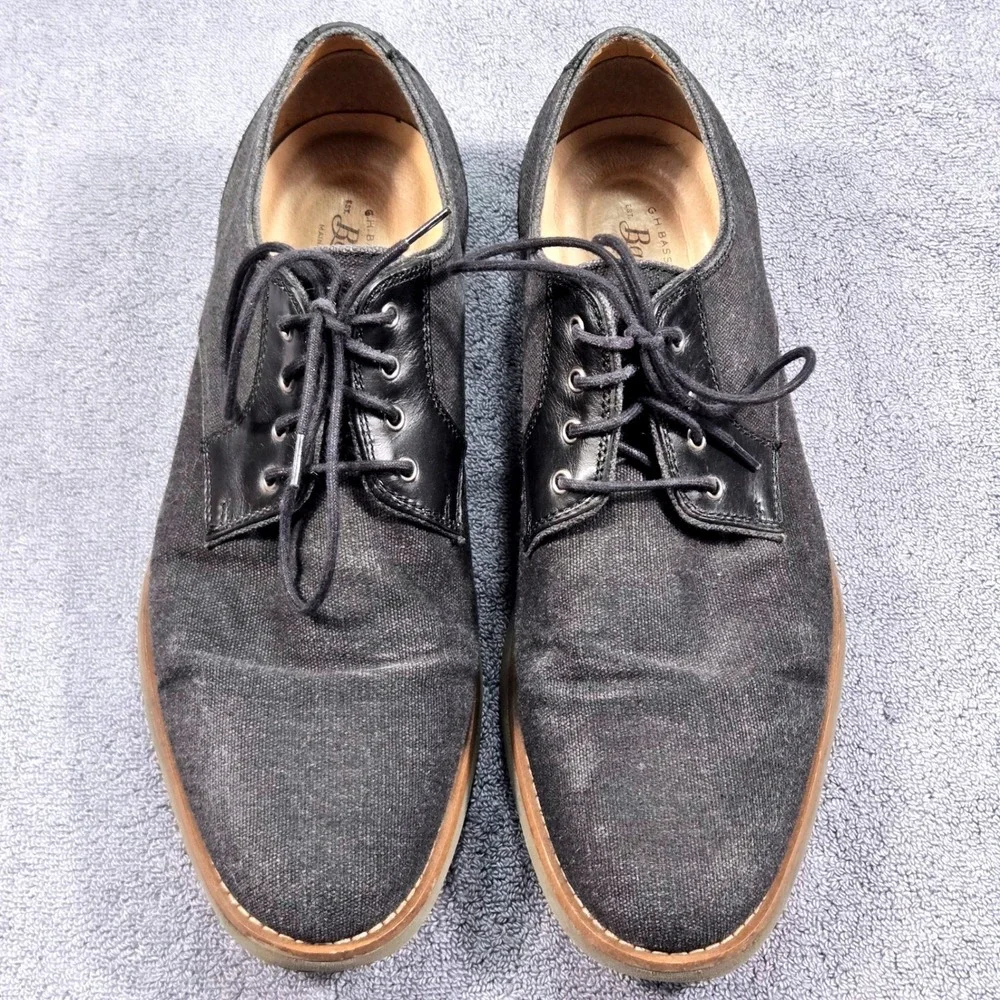 G.H. Bass & Co Men's Size 10M Black Canvas Leather Oxford Shoes Dress Casual